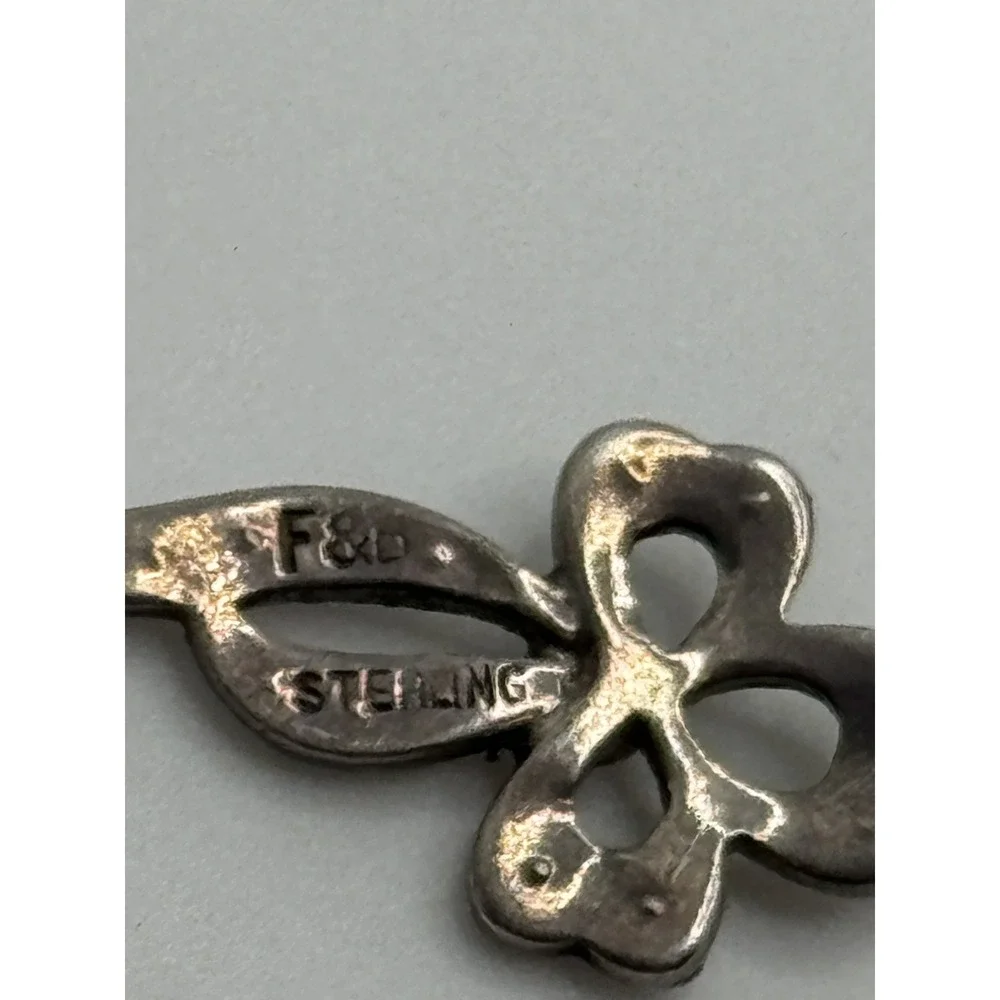 Vintage F&B Foster and Bailey Sterling Silver Bow Ribbon Paste Pendant